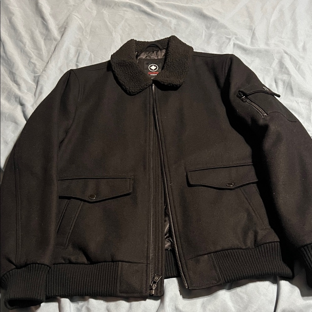 Alpha Industries Black Jacket with Sherpa Collar